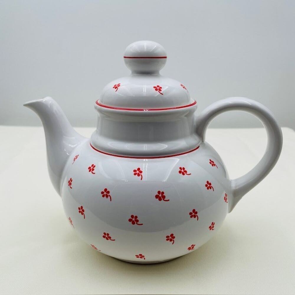 Vintage Sodahl Daisy Red Tea Pot - Made in Germany For Sodahl Denmark